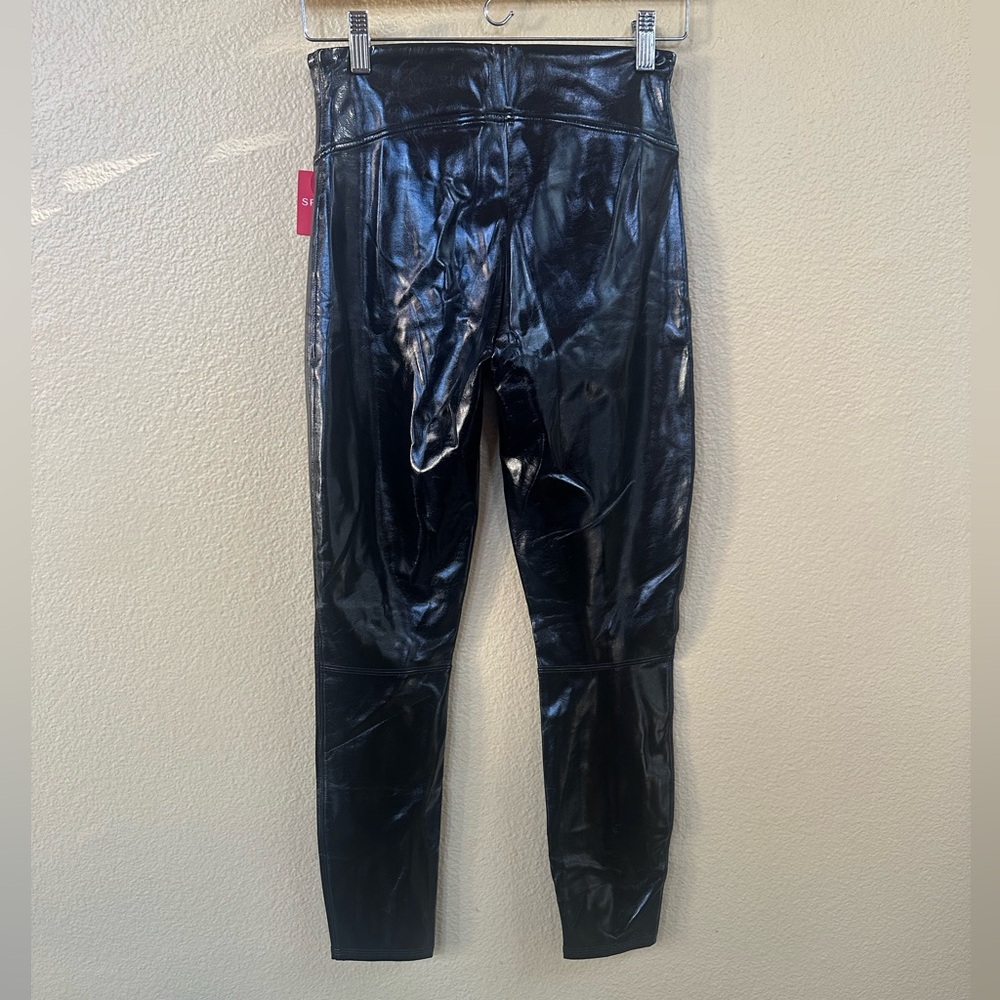 NWT! SPANX “SPANXshape™ Black Faux Leather Patent Leggings” Petite Small - Picture 8 of 9
